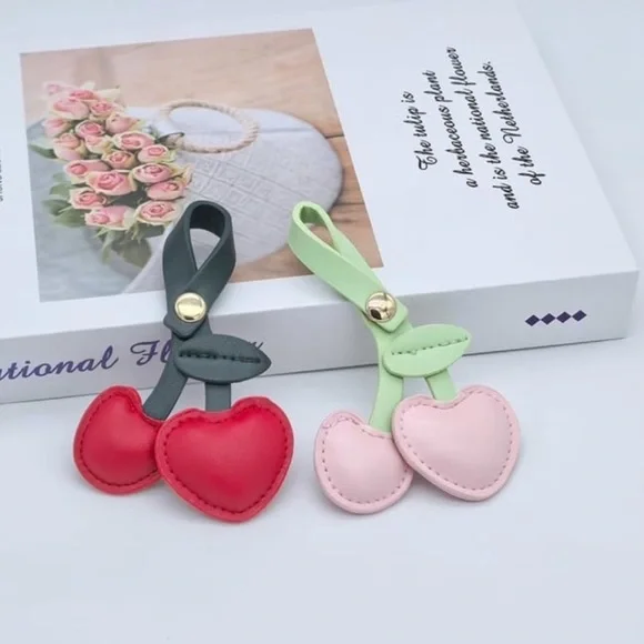 🍒 2 Cherry Heart Pendant Charms Classic & Pastel NWT - Picture 1 of 11